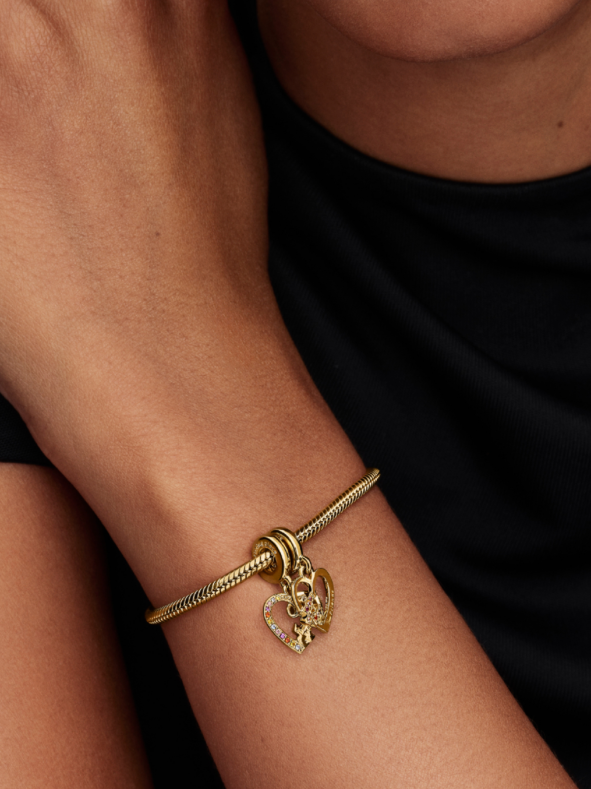 Splittable Puzzle Piece Hearts Dangle Charm - 14k gold plating