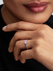 Pink Sparkling Crown Ring - Sterling silver