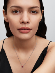 Elevated Red Heart Collier Necklace - Sterling silver
