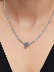 Sparkling Blue 2026 Graduation Cap Charm - Sterling silver