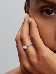 Elevated White Heart Ring - Sterling silver