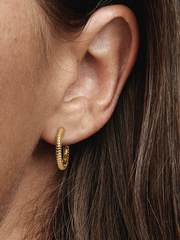 Pandora Moments Small Charm Hoop Earrings - 14k gold plating