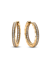 Pandora Signature Logo & Pavé Hoop Earrings - 14k gold plating