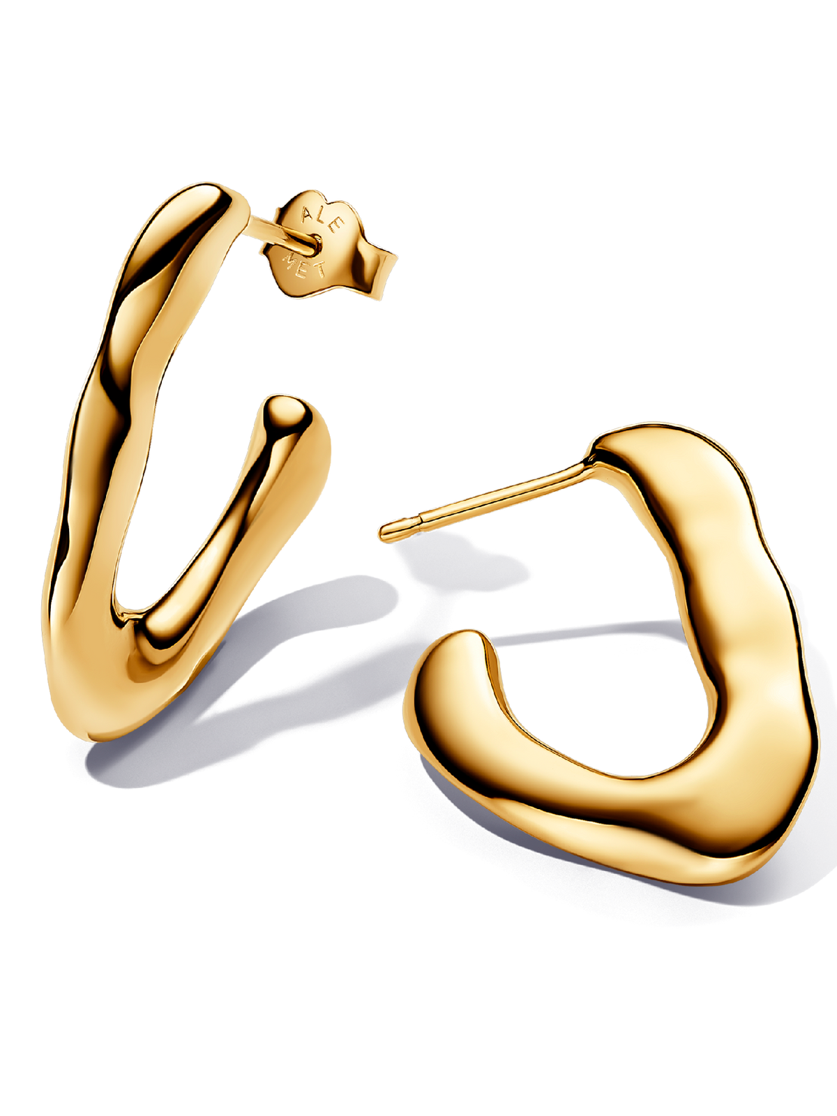 Organically V-shaped Open Hoop Earrings - 14k gold plating