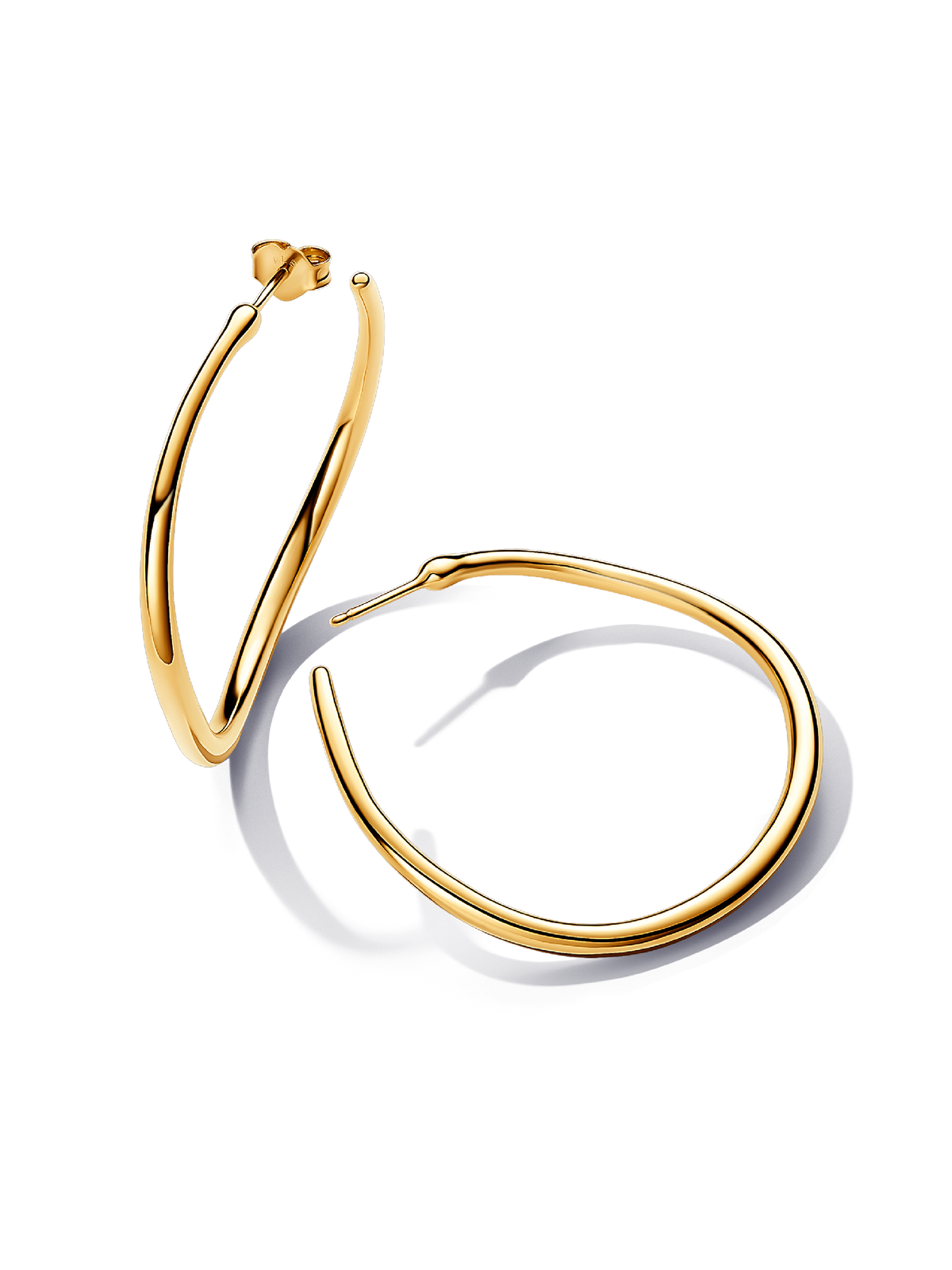 Organically Shaped 42 mm Open Hoop Earrings - 14k gold plating
