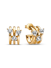Triple Heart Hoop Earrings - 14k gold plating