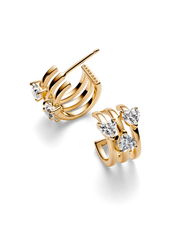 Triple Heart Hoop Earrings - 14k gold plating