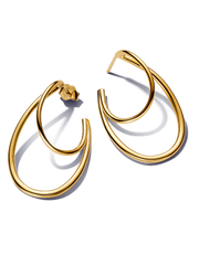 Organically Shaped Double Hoop Earrings - 14k gold plating