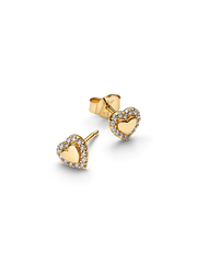 Heart Halo Stud Earrings - 14k gold plating