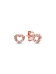 FINAL SALE - Open Heart Stud Earrings - 14k rose gold plating