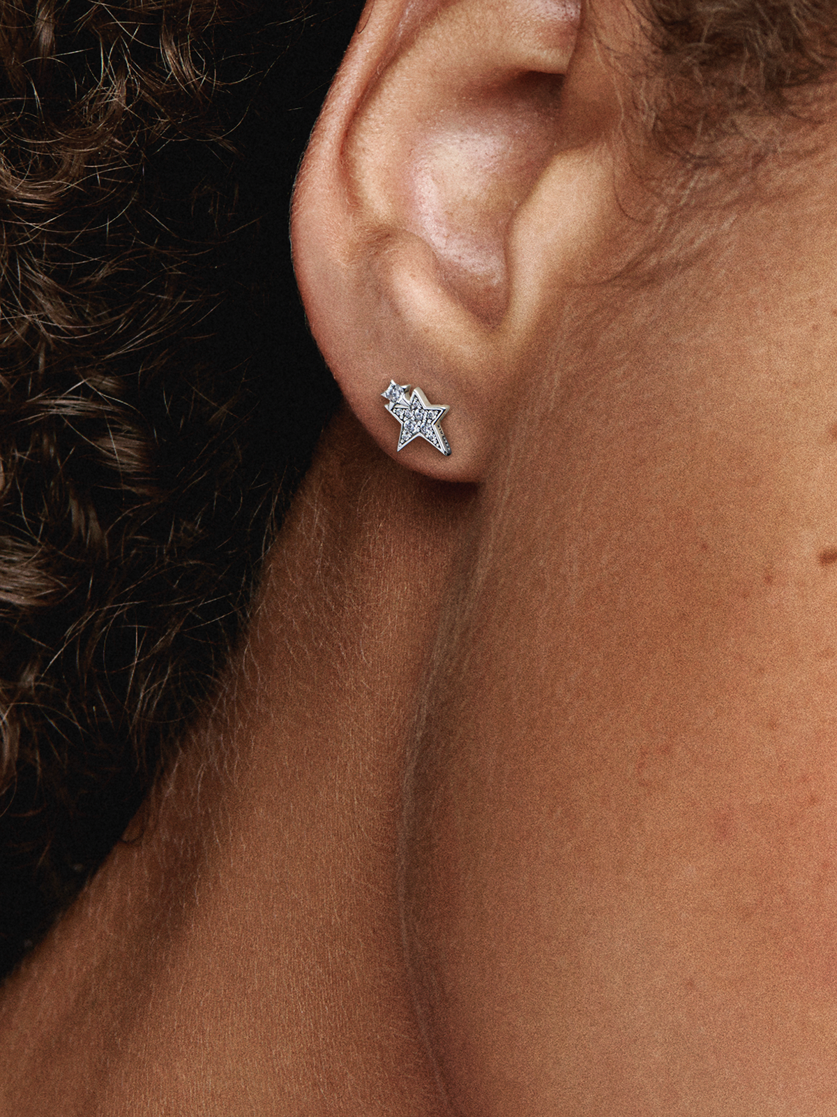 Sparkling Asymmetric Stars Stud Earrings - Sterling silver
