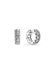 Double Band Pavé Hoop Earrings - Sterling silver