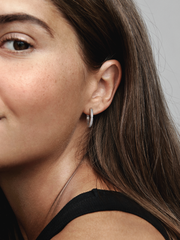 Sparkle and Pandora Logo Hoop Earrings - Sterling silver