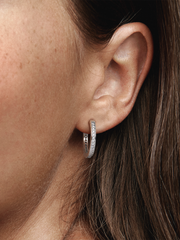 Sparkle and Pandora Logo Hoop Earrings - Sterling silver