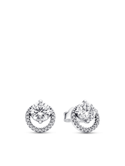 Sparkling Round Halo Necklace and Earring Set