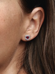 January Red Eternity Circle Stud Earrings - Sterling silver