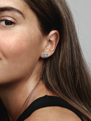 December Turquoise Blue Eternity Circle Stud Earrings - Sterling silver