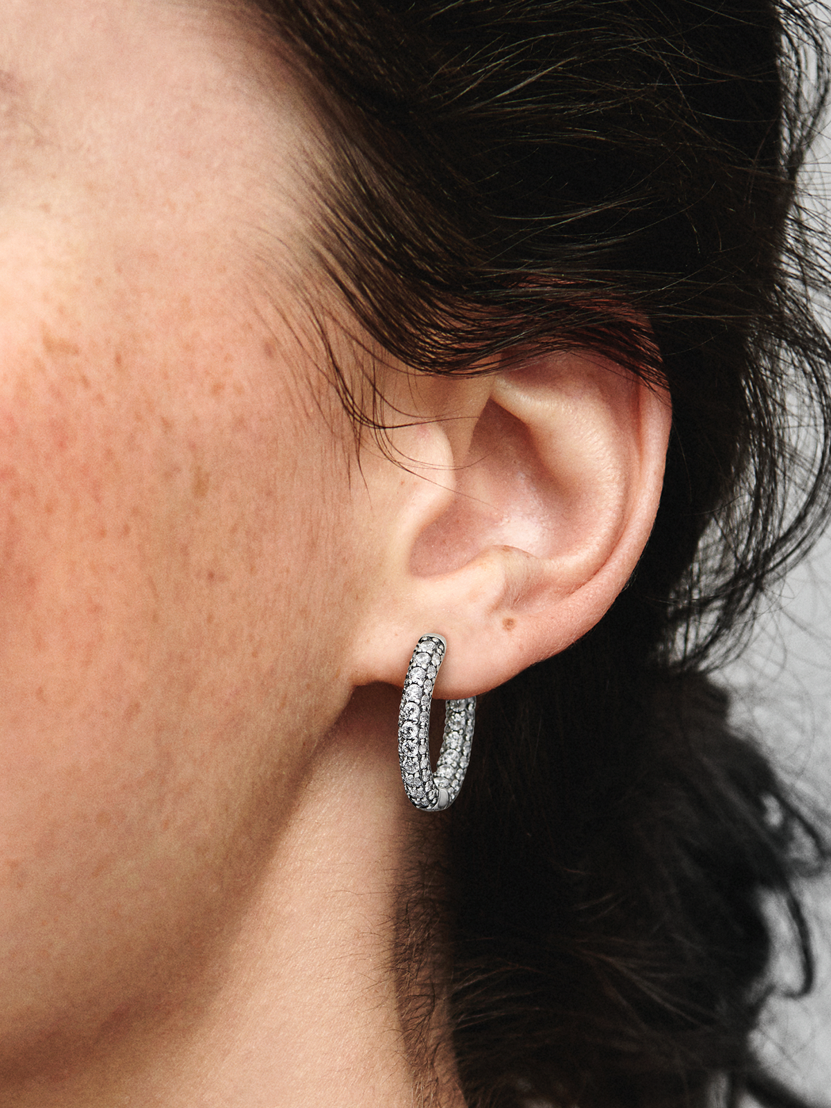 Pandora Timeless Pavé Single-row Hoop Earrings - Sterling silver