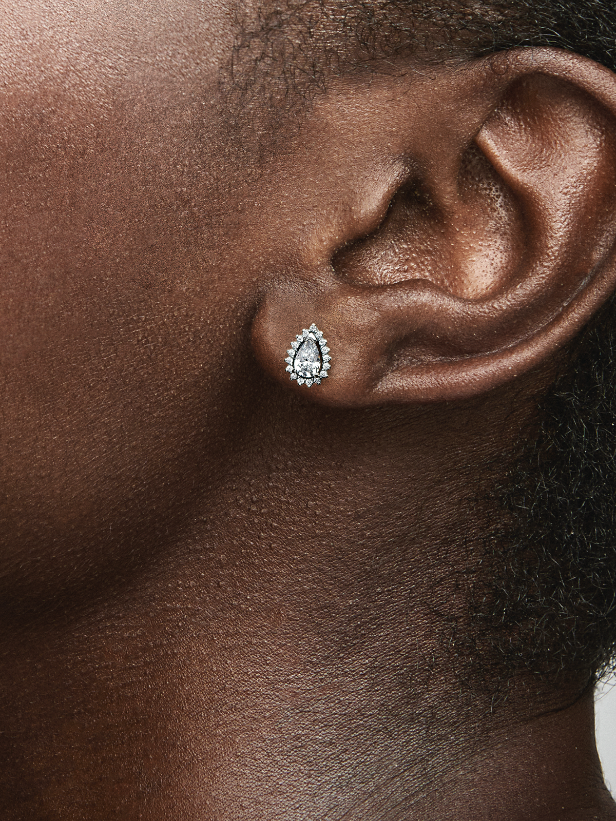 Sparkling Pear Halo Stud Earrings - Sterling silver