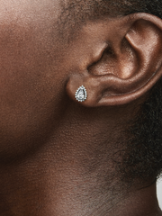 Sparkling Pear Halo Stud Earrings - Sterling silver