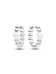 FINAL SALE - Treated Freshwater Cultured Pearl & Beads Hoop Earrings - Sterling silver