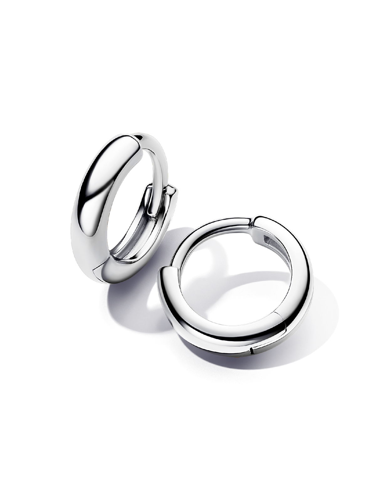 Round Huggie Hoop Earrings - Sterling silver