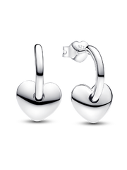 Heart Open Hoop Earrings - Sterling silver