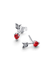 Arrow & Murano Glass Heart Stud Earrings - Sterling silver
