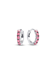Pink Huggie Earrings - Sterling silver