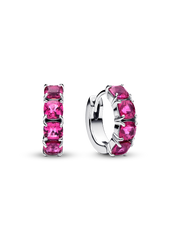 Pink Hoop Earrings - Sterling silver