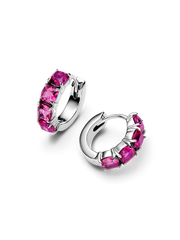 Pink Hoop Earrings - Sterling silver