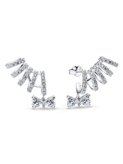 Bridgerton Sparkling Bow Climber Earrings - Sterling silver