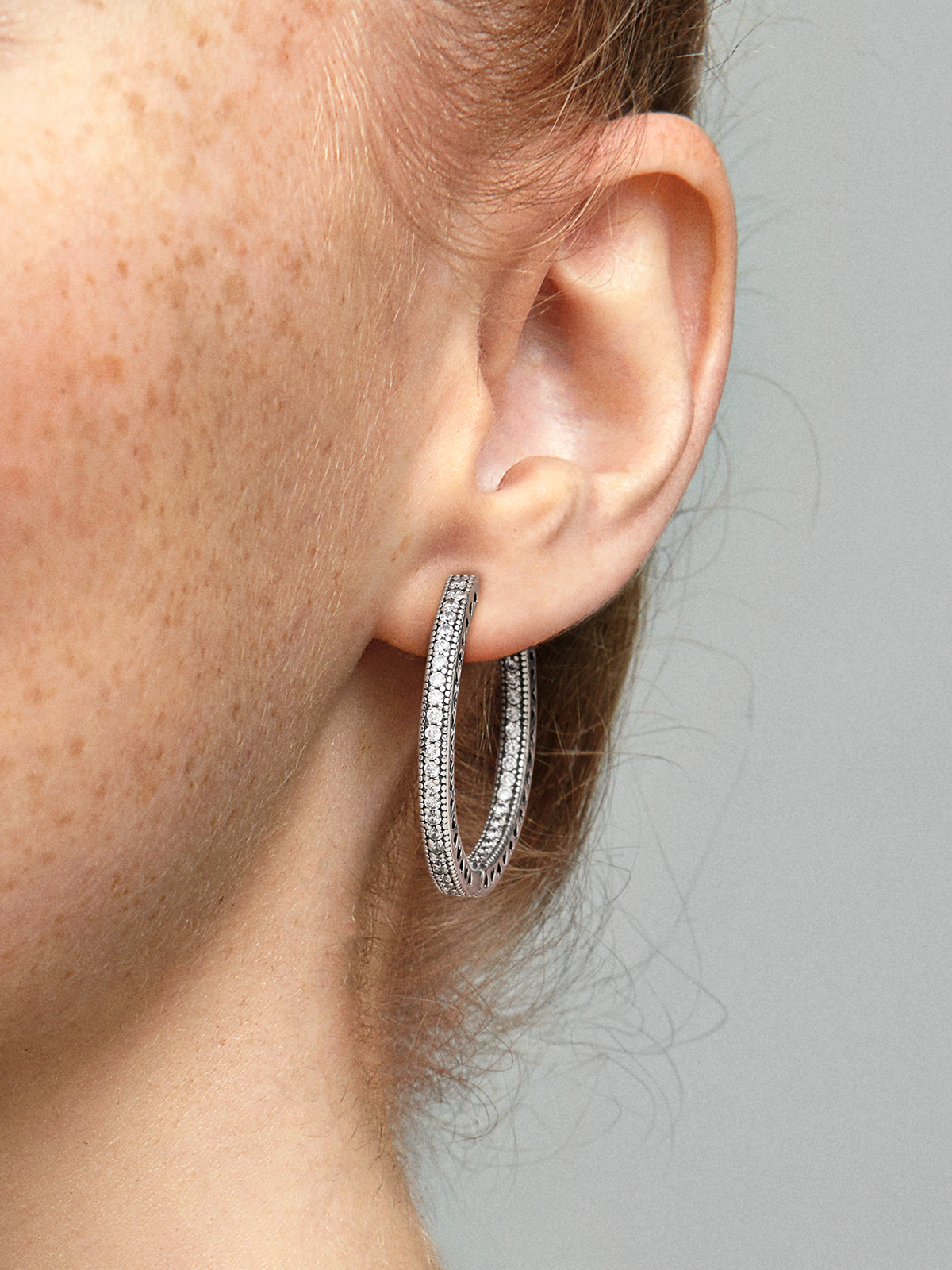 Sparkle and Hearts Hoop Earrings - Sterling silver