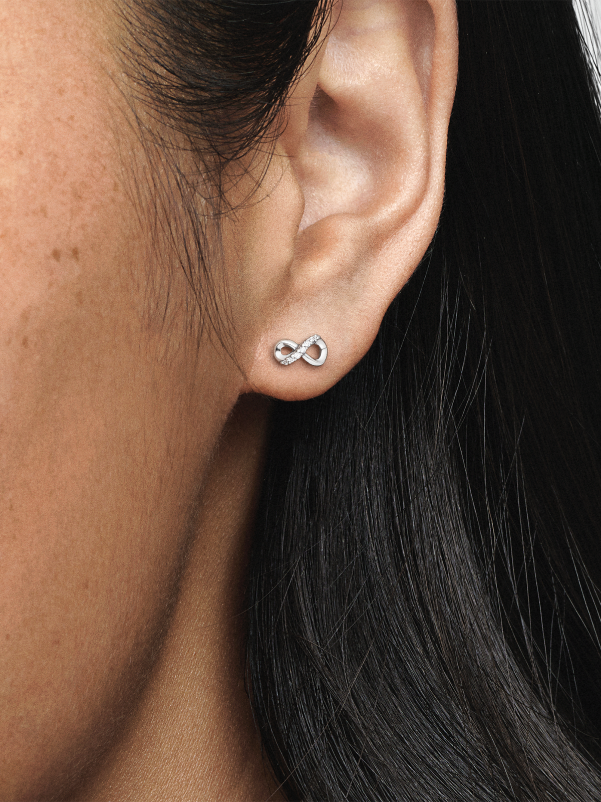 Sparkling Infinity Stud Earrings - Sterling silver