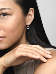 Sparkling Double Hoop Earrings - Sterling silver