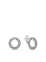 Pavé and Logo Circle Necklace and Earring Set