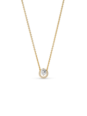 Sparkling Round Halo Pendant Collier Necklace - 14k gold plating