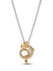 Dragon Collier Necklace - Sterling silver, 14k gold plating