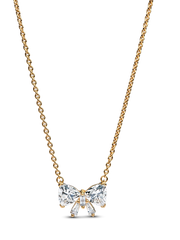 Sparkling Bow Necklace - 14k gold plating