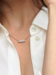 Pandora Timeless Pavé Double-row Bar Collier Necklace - 14k rose gold plating