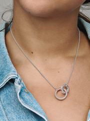 Pandora Signature Two tone Intertwined Circles Necklace - Sterling silver, 14k rose gold plating