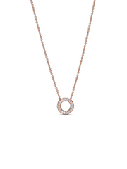 Pandora Logo Pavé Circle Collier Necklace - 14k rose gold plating