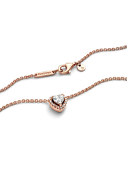 Sparkling Heart Collier Necklace - 14k rose gold plating