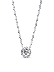 Sparkling Round Halo Necklace and Earring Set