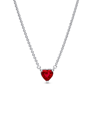 Sparkling Heart Halo Pendant Collier Necklace - Sterling silver