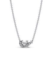 Sparkling Moon & Star Collier Necklace - Sterling silver