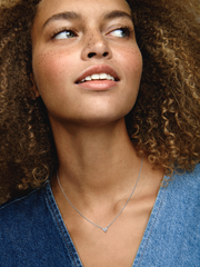 Triple Stone Heart Collier Necklace - Sterling silver