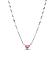 Triple Stone Pink Heart Collier Necklace - Sterling silver