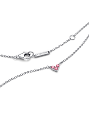 Triple Stone Pink Heart Collier Necklace - Sterling silver