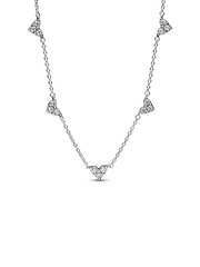 Triple Stone Heart Station Necklace and Earring Set